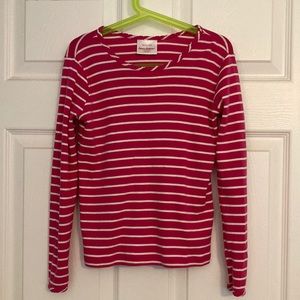 Size 8 Hanna Andersson long sleeve shirt with dark pink/white stripes